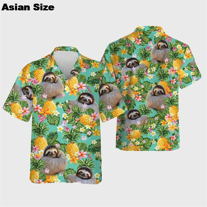 

Sloth Animal 3D Printed Shirts For Men Clothes Cute Sloths Graphic Hawaiian Beach Shirt Casual Lapel Blouse Boy Short Sleeve Top