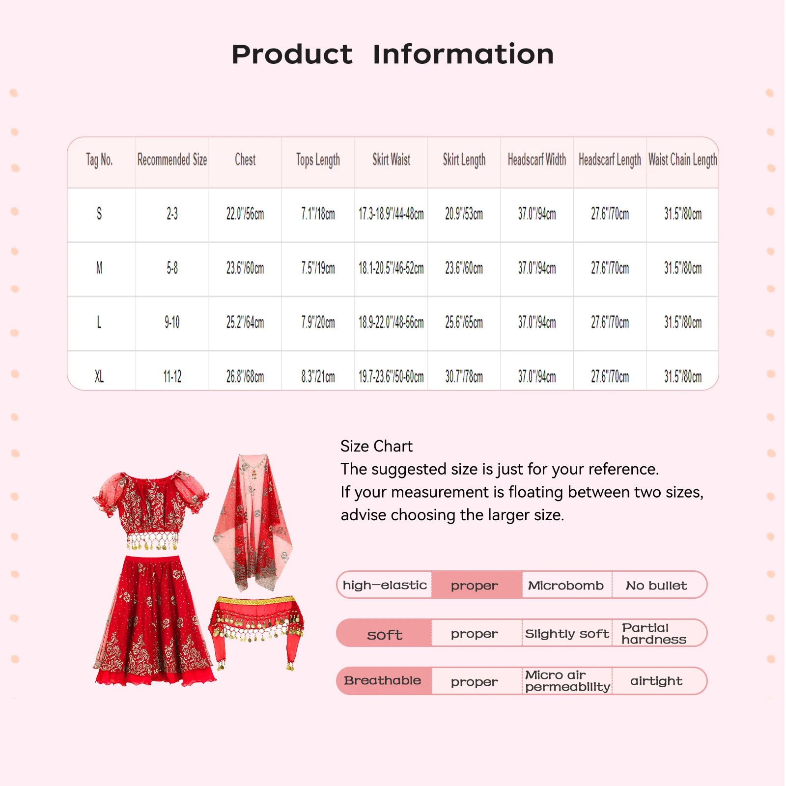 Trajes de danza del vientre para niñas, Top corto con estampado Floral y falda, pañuelo para la cabeza con cadena en la cintura, ropa de rendimiento