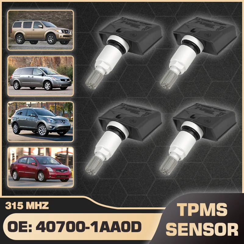 

4X FOR Nissan Armada Frontier GT-R Maxima Murano Pathfinder Rogue Titan 315MHz TPMS SENSOR TIRE AIR PRESSURE SENSOR 40700-1AA0D
