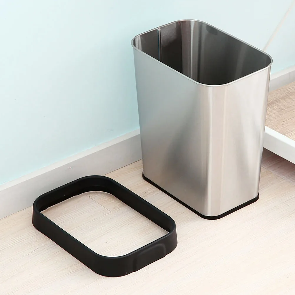 

Stainless Steel Trash Can Rectangular Garbage Bin Home Office Waste Basket Fixed Ring Design Suitable Home Styles