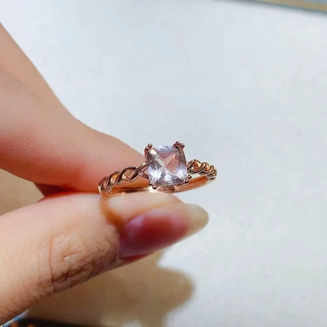 KJJEAXCMY High End Women's Ring Natural Morganite S925 Silver with Electroplating Boasting High Clarity Full Brilliance Gift