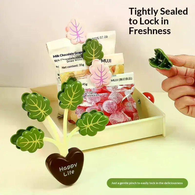 Cute Plant Shaped Magnetic Sealing Clips Strong Grip Nice Look For Kitchen Snack Sealing Fridge Decor