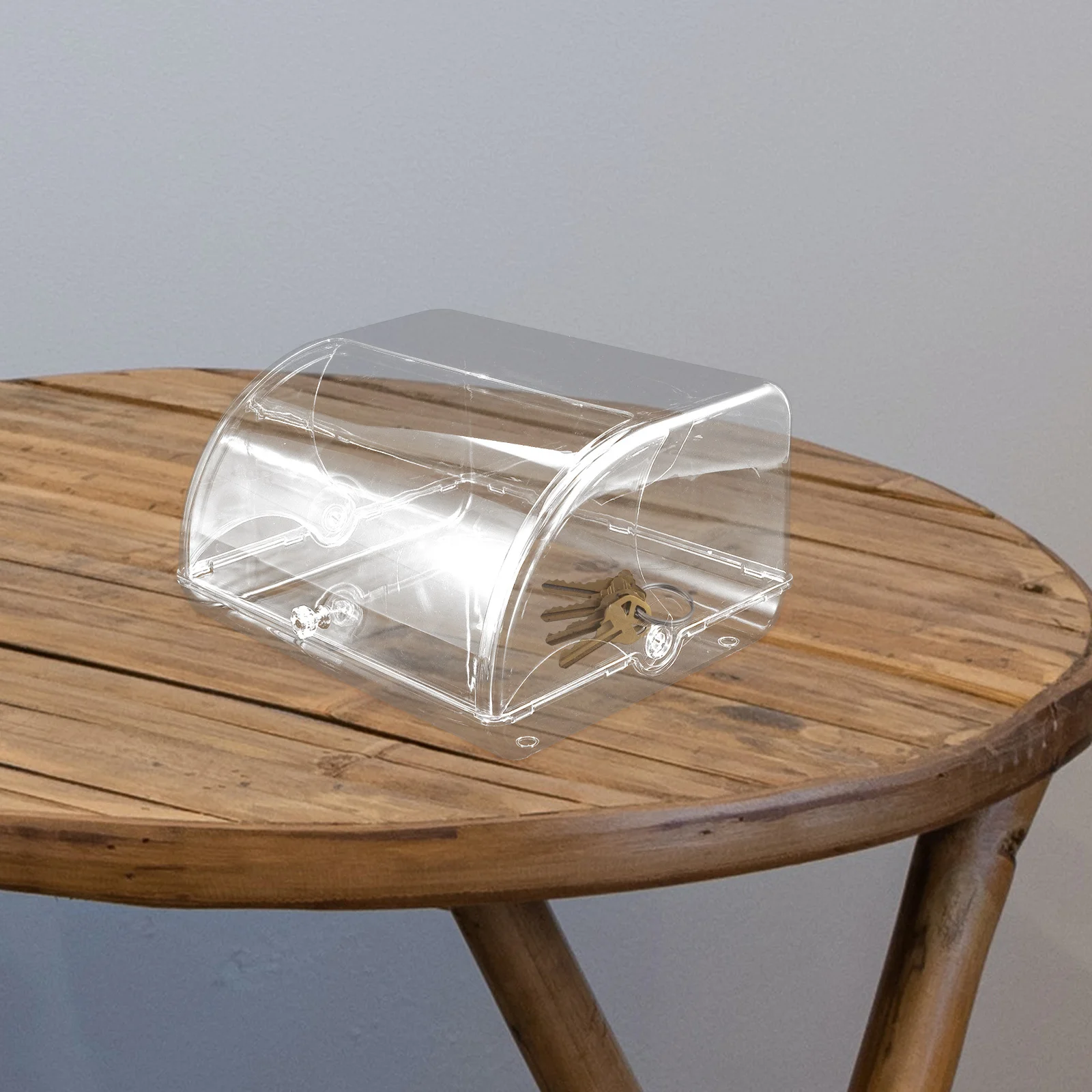 

Flip Cover Storage Box Clear Transparent Organizer For Keys Remote Controls Jewelry Desktop Entryway Trinket Case Home