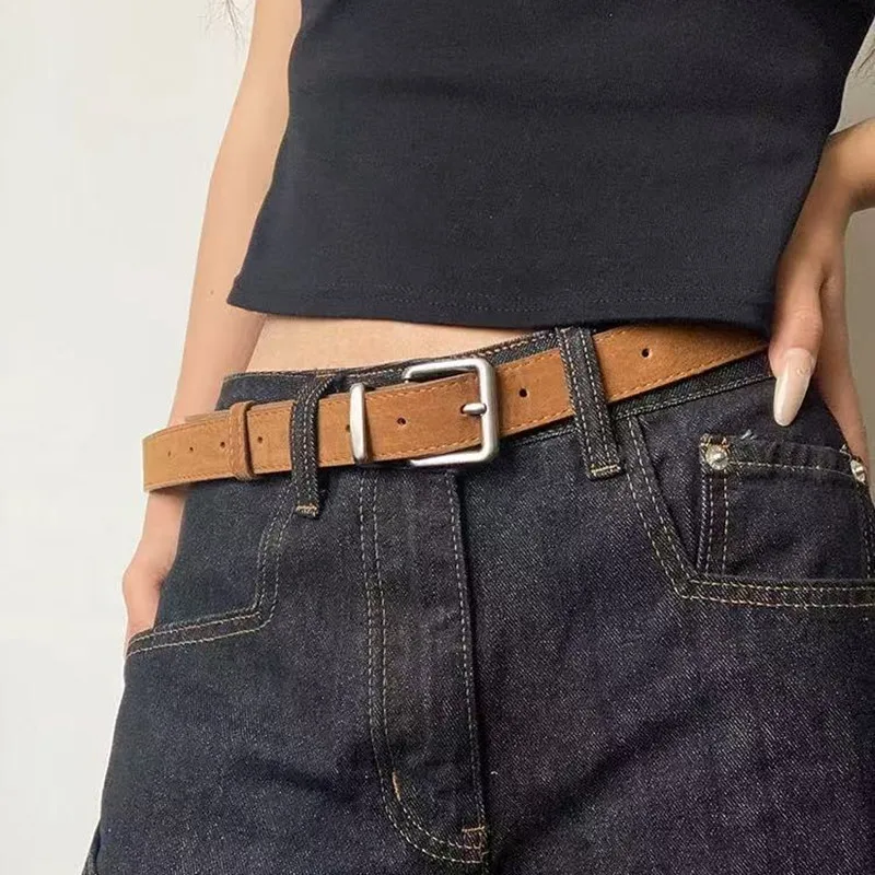 Vintage Brauner Wildleder-Damen-Gürtel 2026 im Nischen-Designer-Stil für Kleider und Jeans – Detail 3
