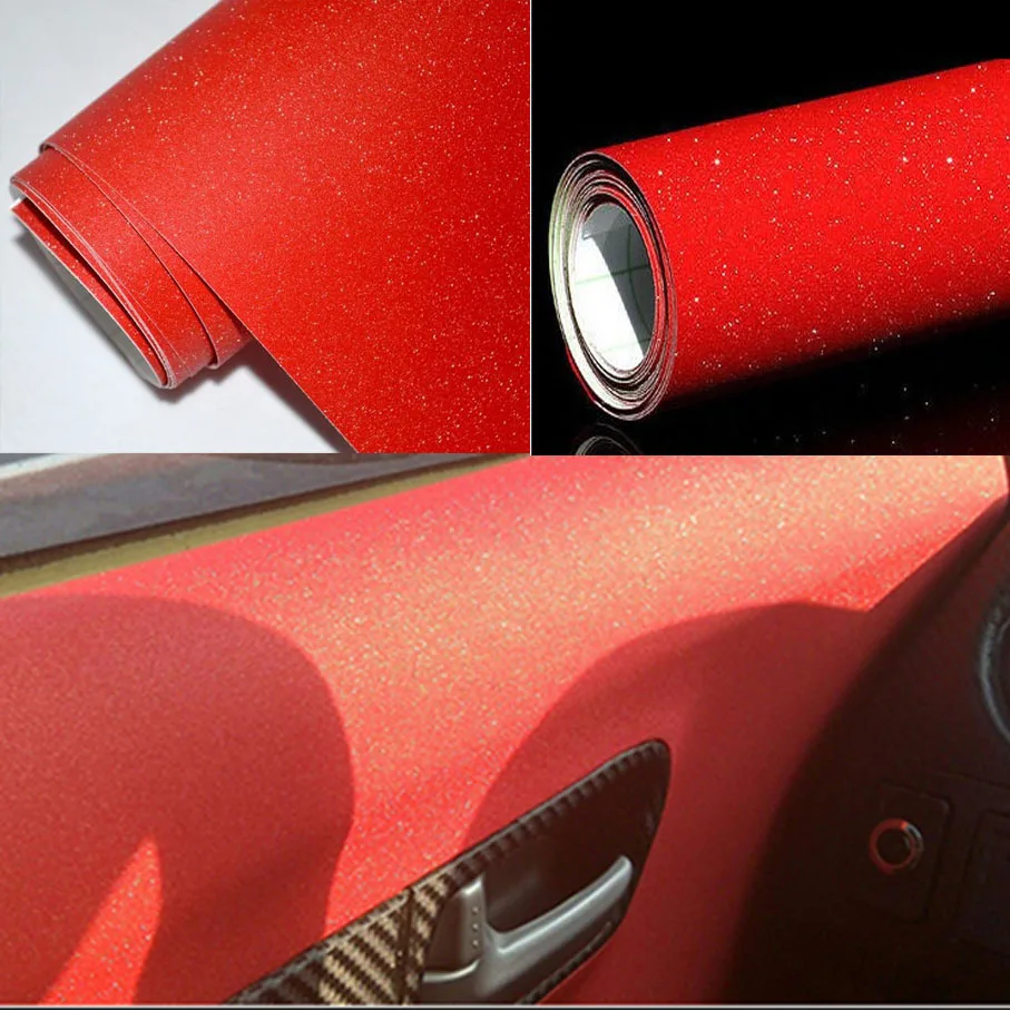 تصفيف السيارة الأحمر بريق الماس الفينيل الأفلام التفاف مات الرملي الماس بريق ملصق مات الأحمر بريق الفينيل فيلم #4