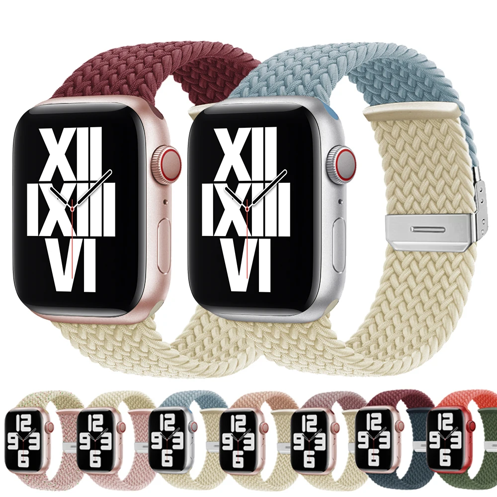 

Strap For Apple watch band 44mm 40mm 45mm 41mm 42mm 49mm Elastic braided solo loop Nylon bracelet iWatch ultra series 3 se 6 7 8