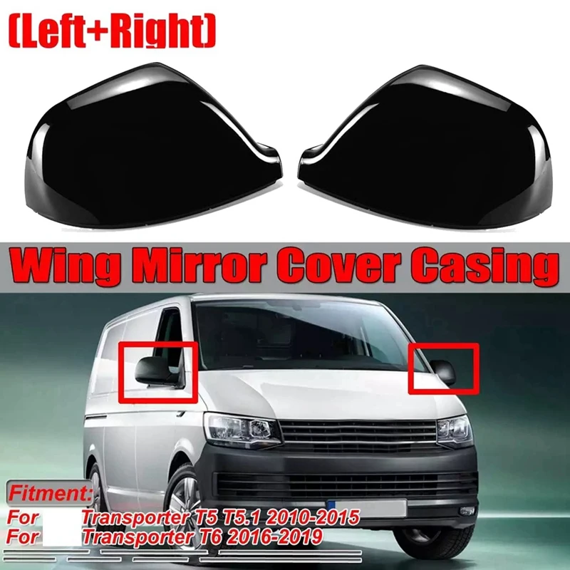 Car Rear View Side Wing Mirror Cover Mirror Cap For VW Transporter T5 T5.1 2010-2015 T6 2016-2019 Rearview Cover Cap