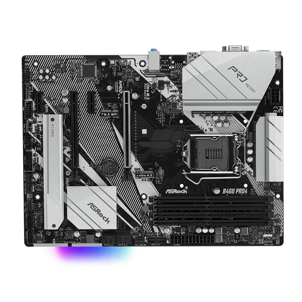 ASROCK B460 PRO4 Motherboard Support B460 Socket 1200 i5-10400 i5-10600K i7-10700 i3-10100 11700 i9-10900 DDR4 2933MHz M.2 ATX