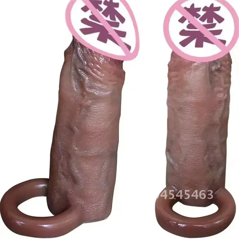 Preservativo super real para ampliação do pênis, ferramentas reutilizáveis para extensor de pau, brinquedo retardador de ejaculação, manga de silicone macio, produto sexual para homens