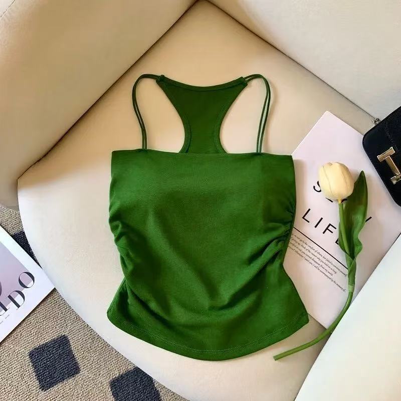  Women's Summer Sleeveless Crop Top with Built-in Bra Pads, Strapless Vest, One-Piece Shapewear for a Beautiful Back 