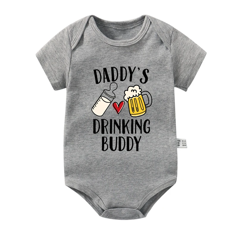 Funny Daddy\'s Drinking Buddy Newborn Baby Short Sleeve Rompers Casual Summer Bodysuit Infant Cotton Clothes Fathers Day Gifts