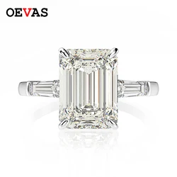 OEVAS 925 Sterling Silver Emerald Cut Created Gemstone Wedding Engagement High Carbon Diamonds Ring Fine Jewelry Gifts Wholesale