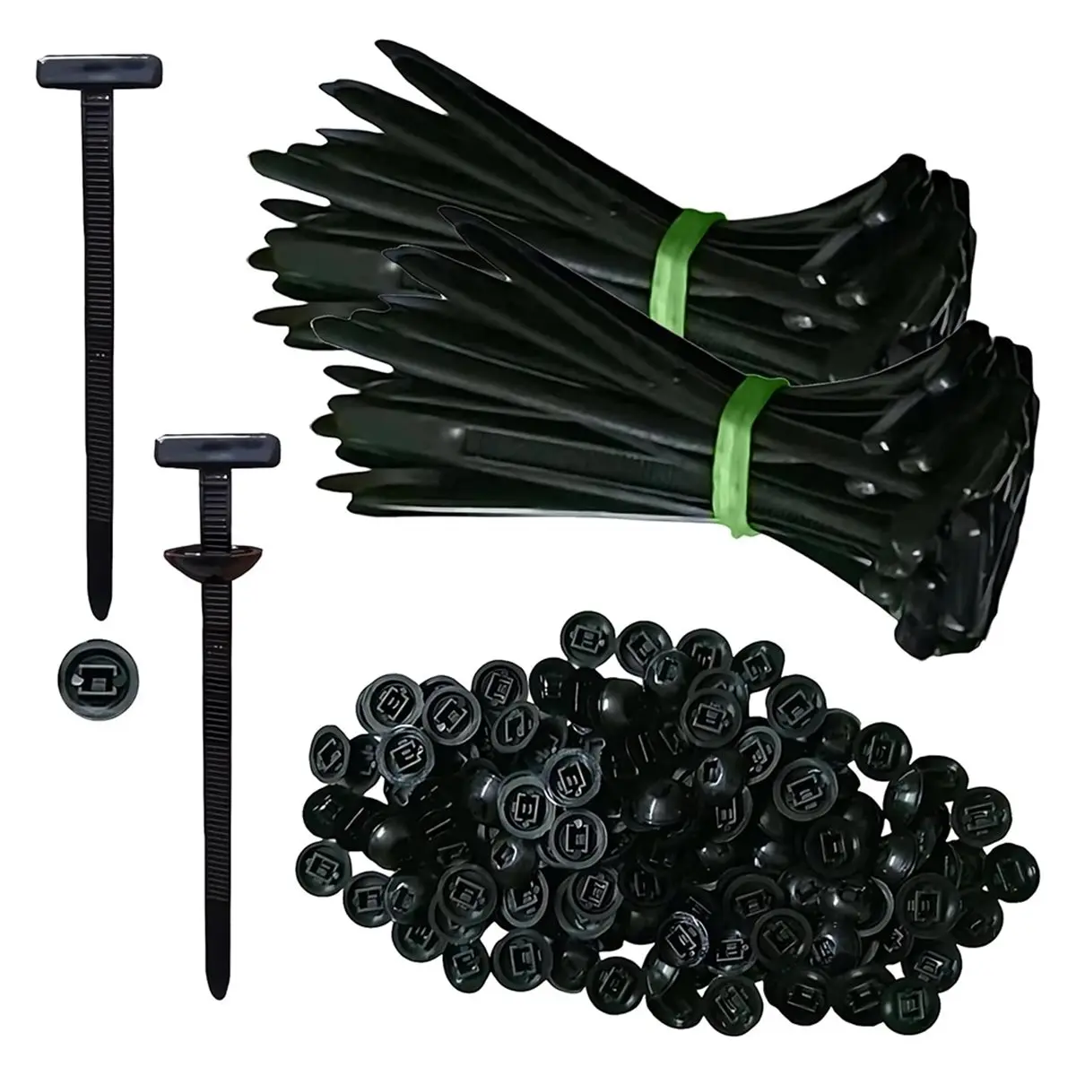2026 New Nylon Universal Cable Tie Buckle, Heavy-Duty Zip Ties with Pin & Button for Car Repair & Trunk Clips 200-Piece
