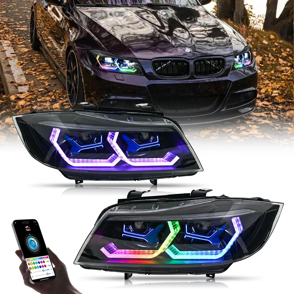 RGB Headlight For BMW 3 Series E90 E91 2005-2012 328i 335i xDrive 328xi 335d 335xi Full LED Front Lamp Animation