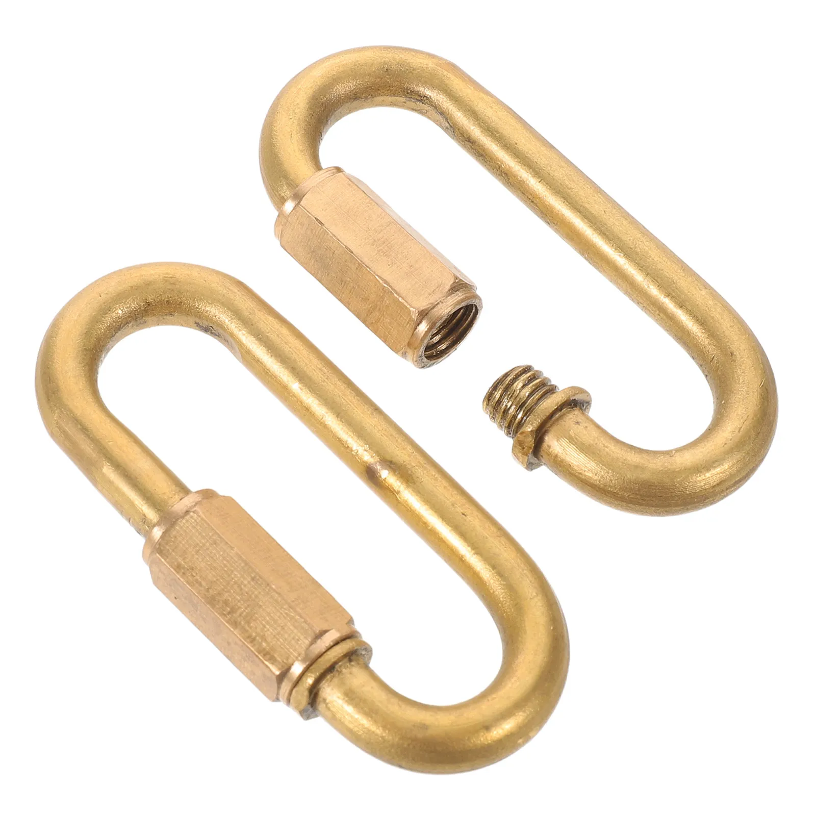 2Pcs Copper Screw Lock Quick Links Oval Chain Connectors Secure Locking Climbing Carabiner Clip Tent Chain Connector Backpack
