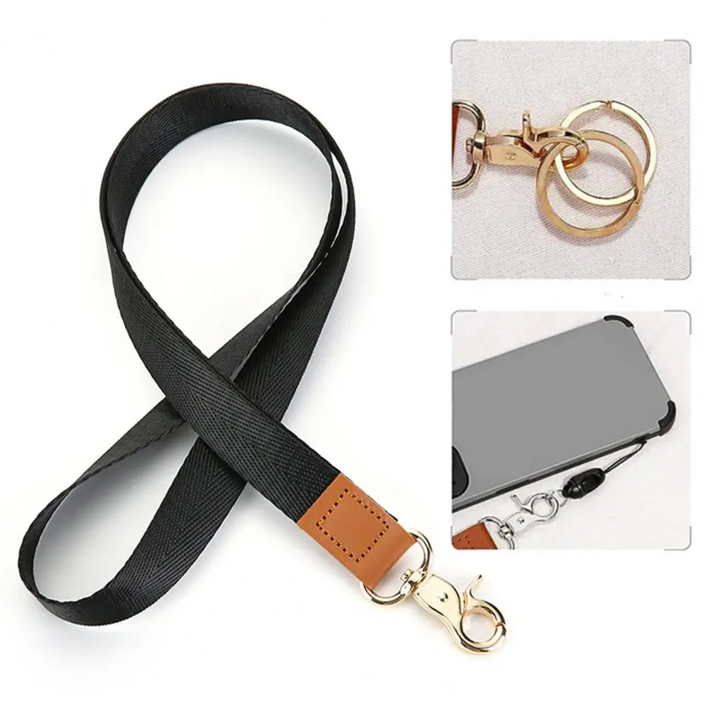 Cordón de cuello largo multiusos para hombre y mujer, soporte de insignia de identificación resistente al desgaste con cierre de langosta para tarjeta de llave de coche