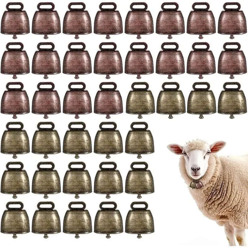 ABZV-Copper Animal Bell, Iron Metal Mini Cow Bells 40 PCS Bulk, Goat Bells For Collars, Small Cowbell For Farm Pets