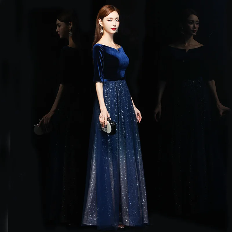 Elegantes Host-Abendkleid für Damen, 2026, neue Frühlingsmode, eine Schulter, Bankett, Präsidenten-Chor-Performance-Kleid, weiblich