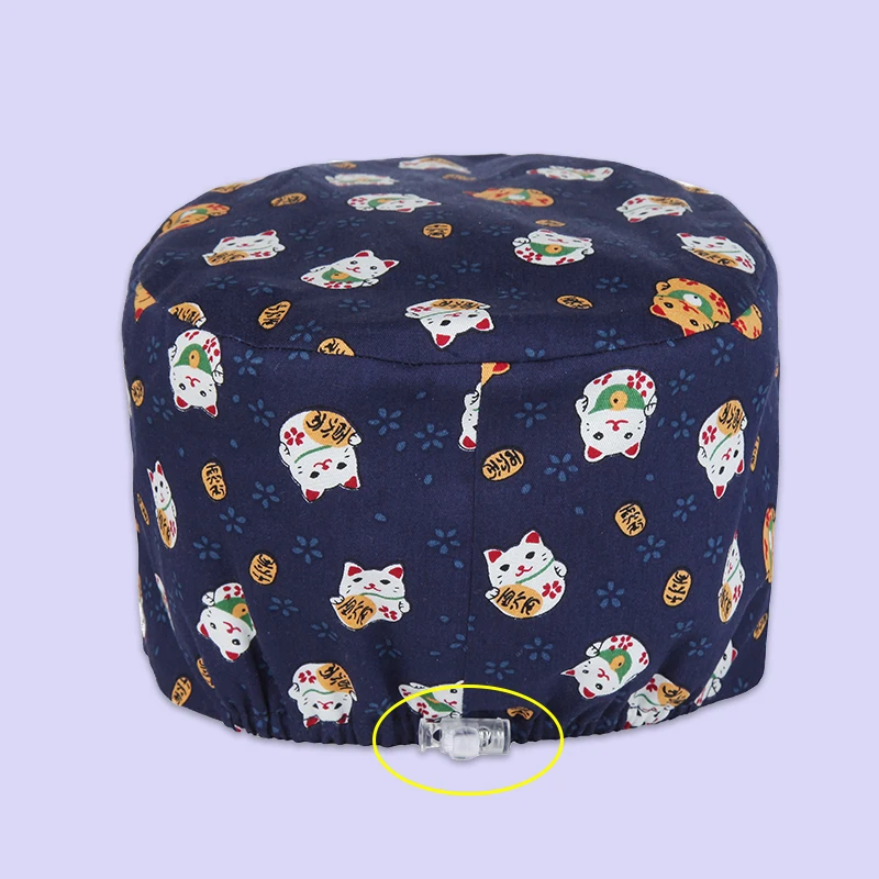 Lucky Cat Surgical Cap Nurse Scrub Hats Pharmacy Long Hair Veterinary Skullcap Nursing Hat Cordlock Scrub Accessories  k185