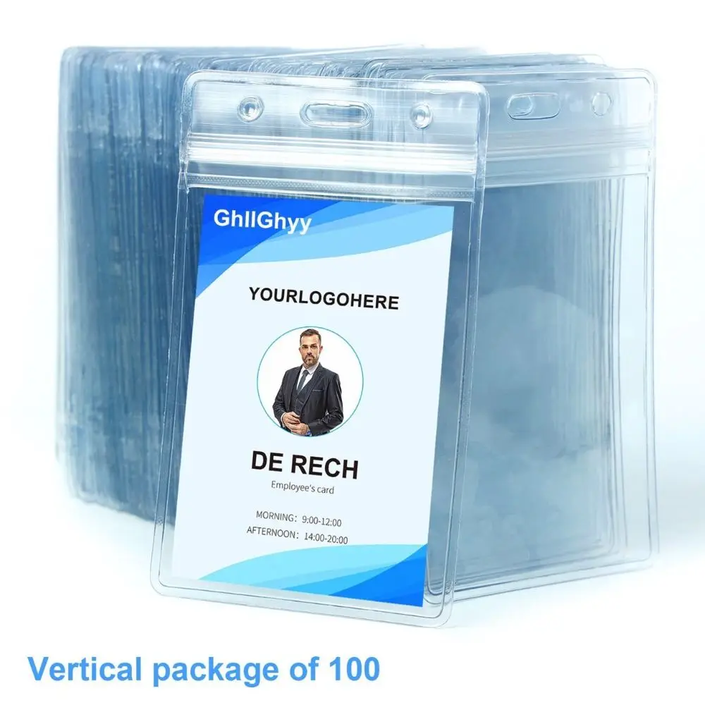 1PC New PVC Sealed Card Sleeve Transparent Vertical/Horizontal ID Card Badge Holder Waterproof Name Card Protector Cover