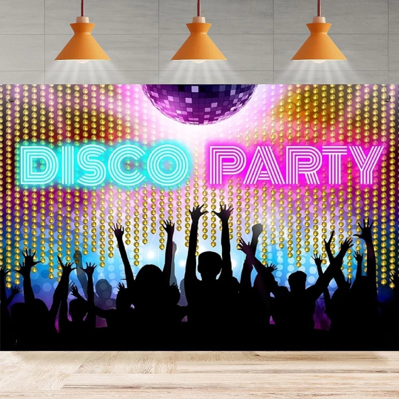 Photography Backdrop Party 70s 80s 90s Retro Disco Night Club Dance Birthday Let's Glow Crazy Prom Background Wall Decor Banner