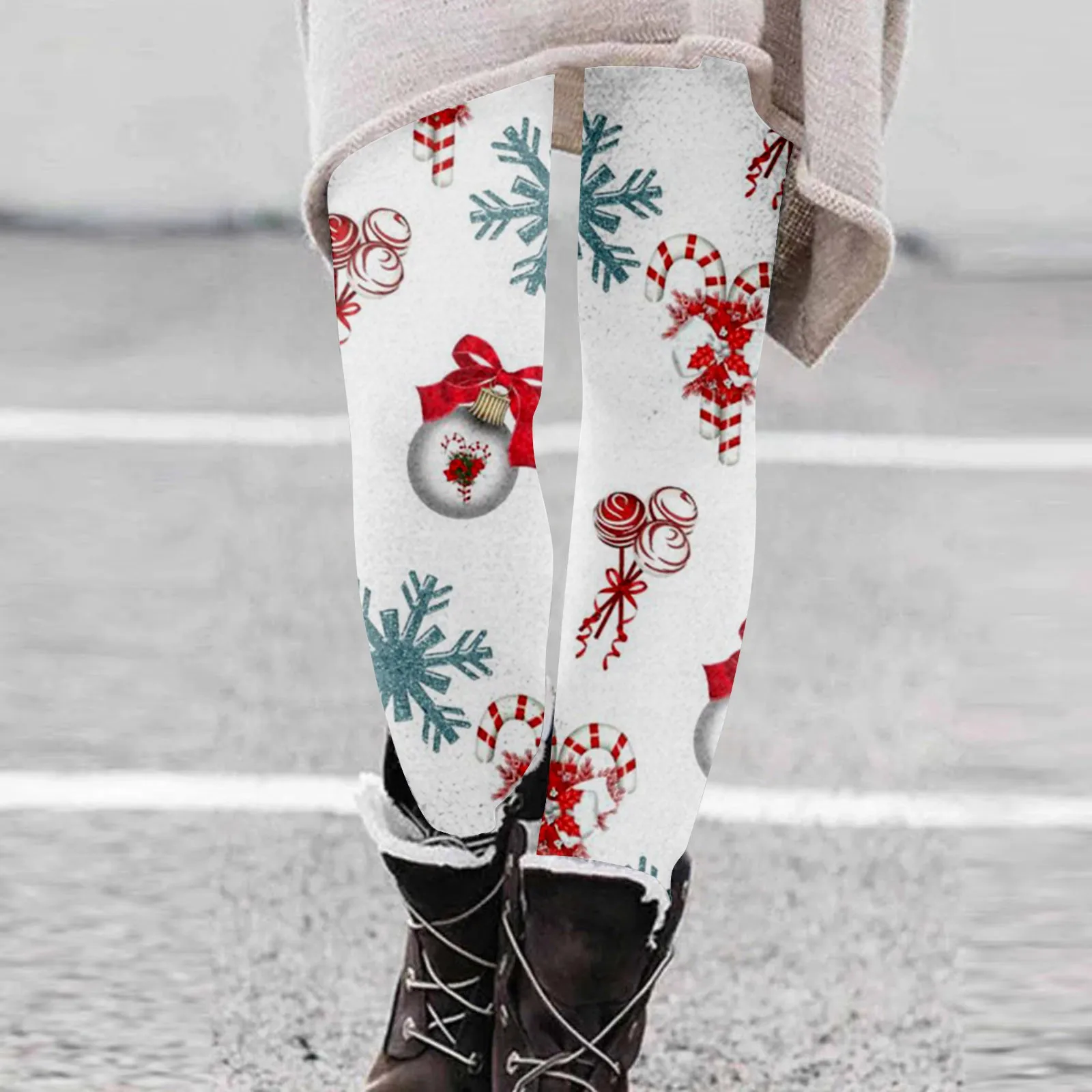 Christmas Winter Women Leggings Pants Plaid Printed Fashion Casual Long Slim Fit Stretchy High Waist Trousers Plus Size Clothing