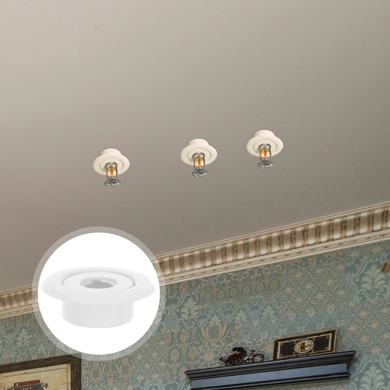 

4Pcs Fire Sprinkler Escutcheon Cover Two-Piece Trim Ring Plate Recessed Fire Sprinkler Protector Ceiling Cover for Homes Offices