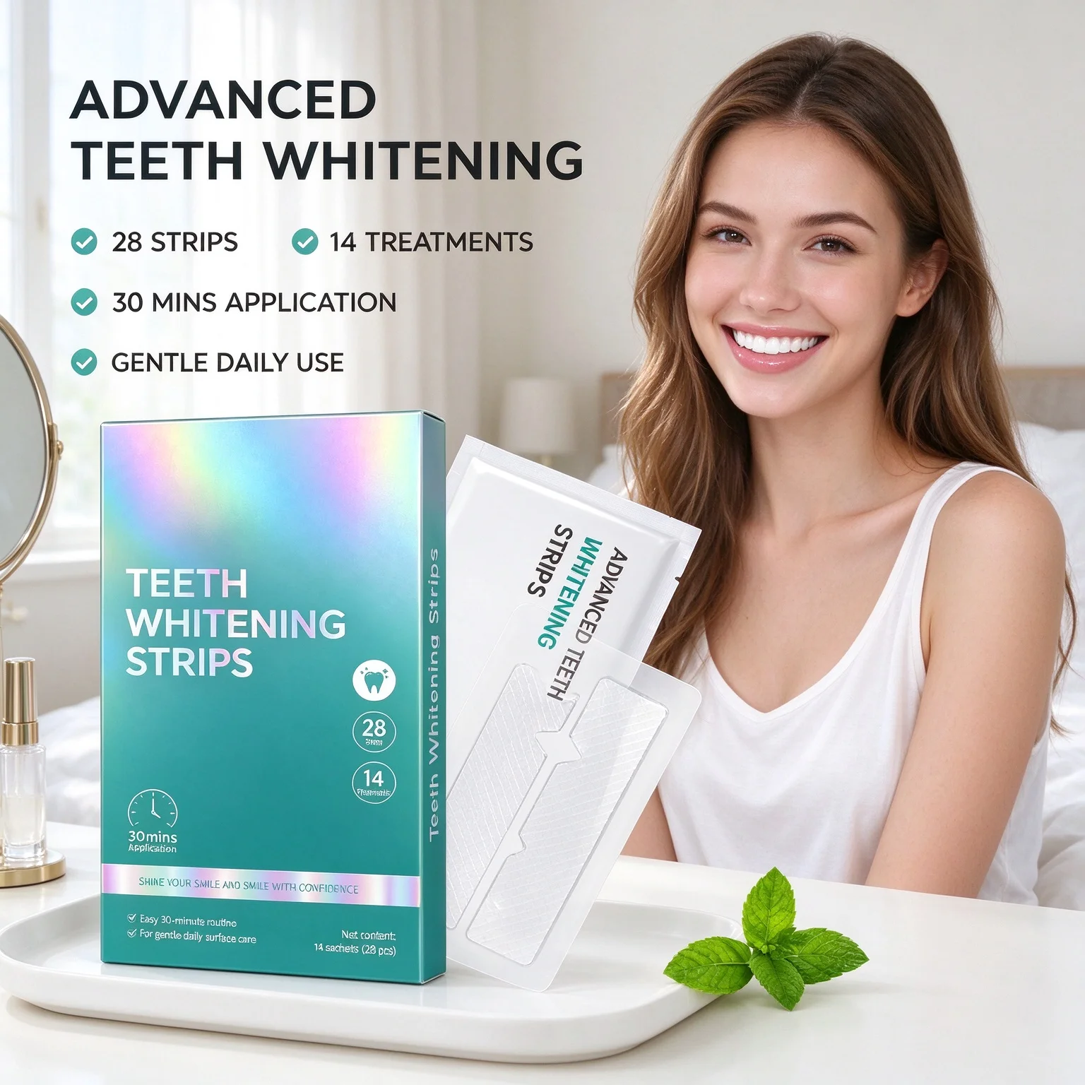 Teeth Whitening Strips Oral Hygiene Fresh Breath Brighten Tooth Bleaching Long Lasting Oral Care Tooth Whitener Patches