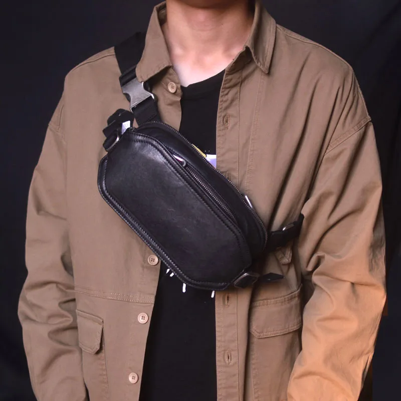 AETOO Horizontal casual personality chest bag men\'s fashion mobile phone bag crossbody bag Commuting retro youth art outdoor ri