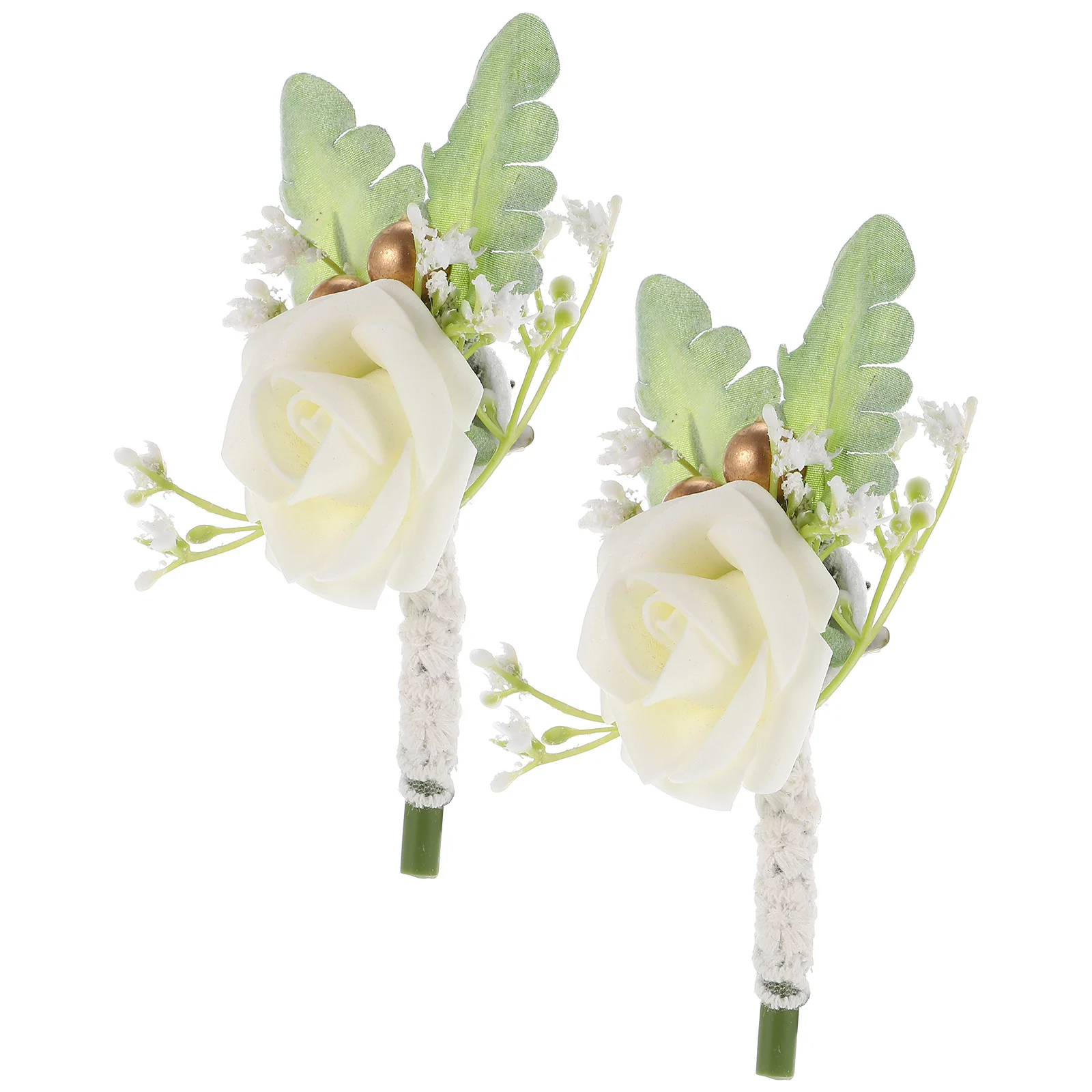 2 قطعة العريس العروة زهرة اصطناعية الصدار الزفاف حفلة موسيقية تصميم واقعي أنيق الرجال الإكسسوارات محاكاة #5