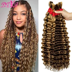 Resaltar el cabello humano a granel de onda profunda para trenzar sin trama cabello humano virgen extensiones de cabello trenzado humano rizado para trenzas bohemias