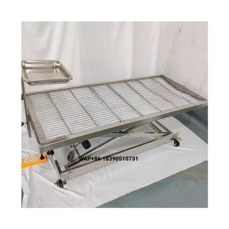 Electric lifting veterinary examination table, stainless steel V-shaped operating table, animal clinic equipment