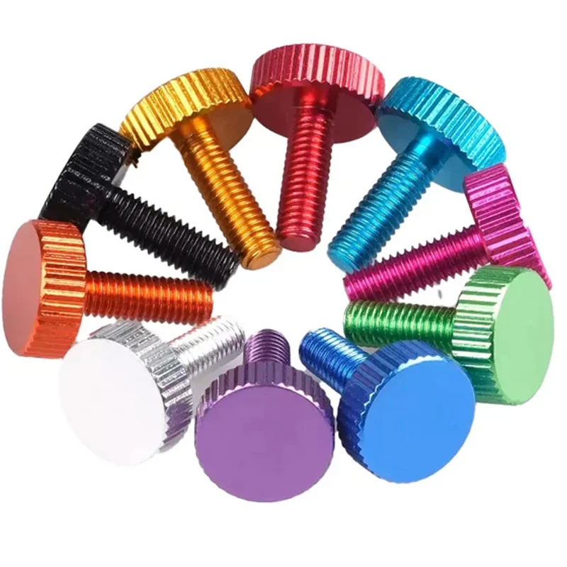 5Pcs Colorful Thumbscrews M2 M2.5 M4 M5 M6 Thread Length 4-25mm Flat Knurled Thumb Screws Aluminum Alloyl Hand Grip Knob Bolts