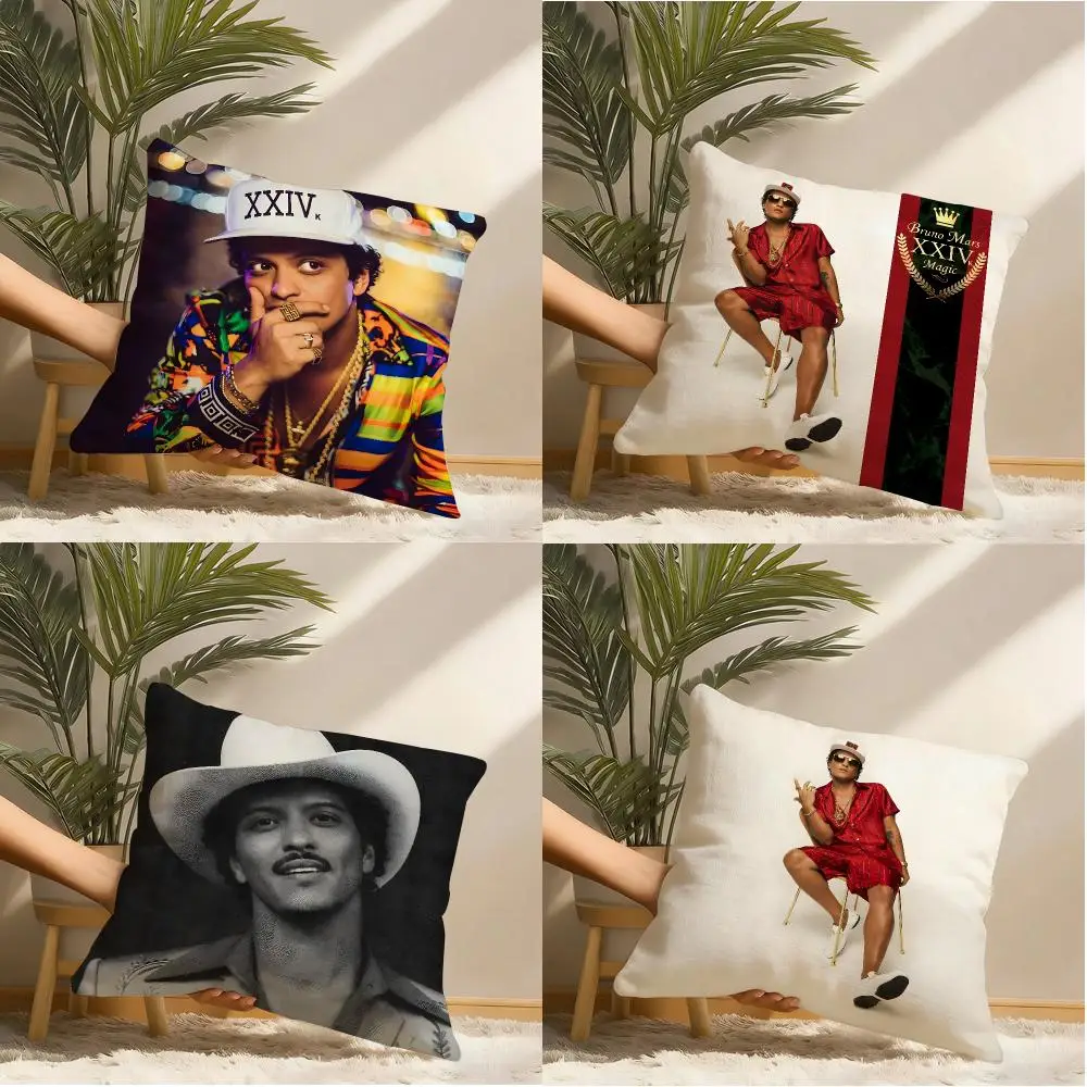 B-Bruno M-Mars Cushion Cover Natural Linen Organic Fabric Double-Sided Printing Sofa Home Decor Gift Pillow Cover