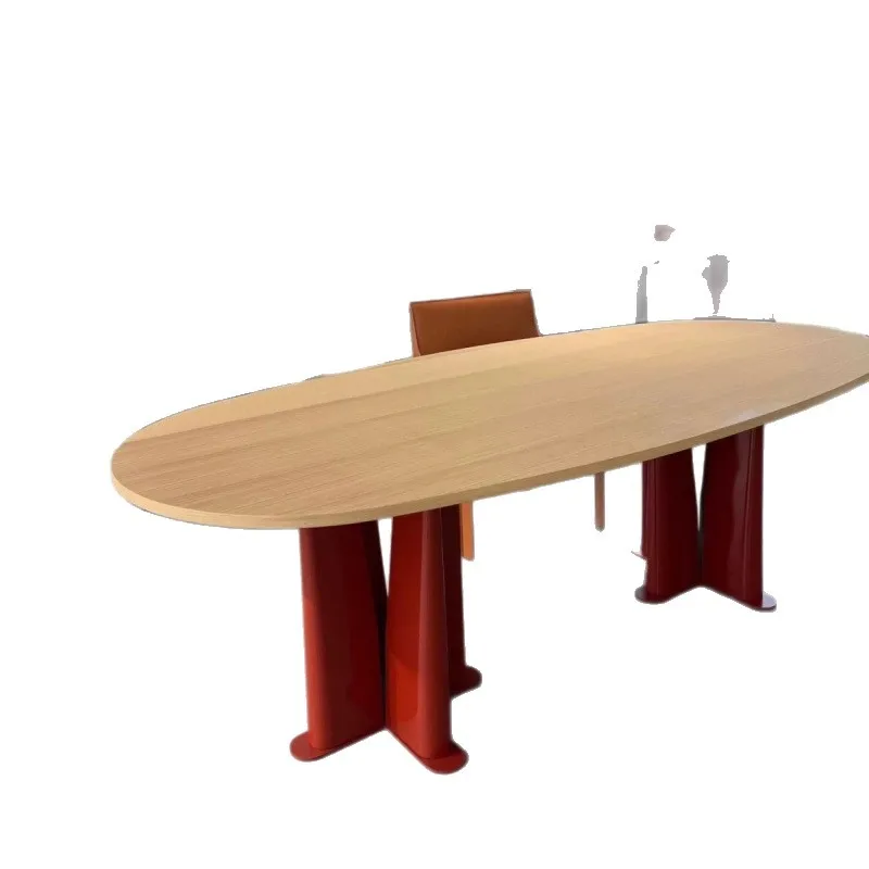 

Nordic medieval oval solid wood dining table Italian minimalist designer long table modern office