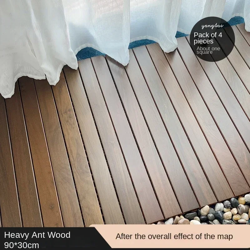 Outdoor balcony anticorrosive wood splicing solid wood floor terrace garden outdoor ground laying self-paving transformation