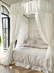 Palace Mosquito Net with U-shaped Track Frame Romantic Lace Shading Bed Curtain Canopy Nets Three-door Bedcover Home Decoration