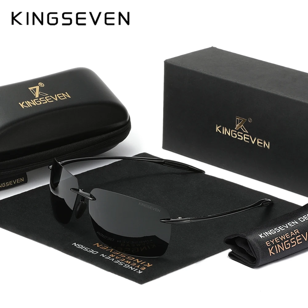 KINGSEVEN Brand New okulary przeciwsłoneczne bez oprawek spolaryzowane UV400 mężczyźni jazda ultralekkie prostokątne okulary bezramowe damskie okulary wędkarskie