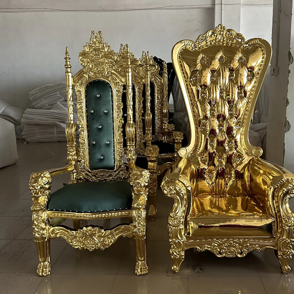 

2pcs Top Quality Rental Furniture Silver And Leather Throne Event Wedding Throne Chairs