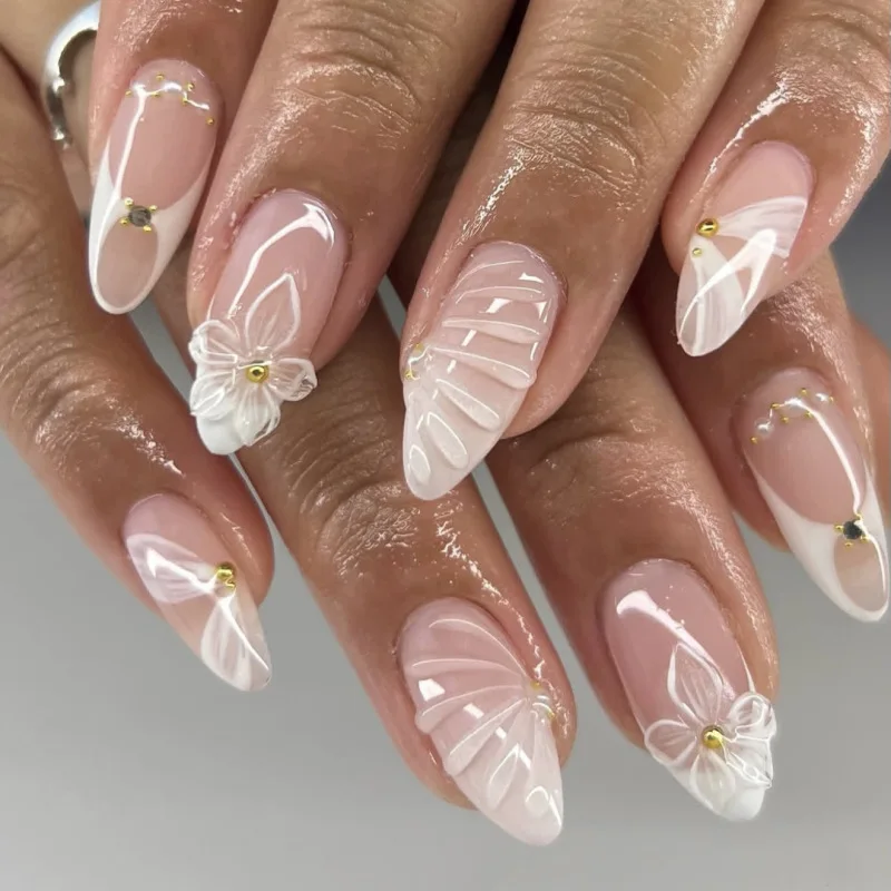 Minimalist Line Press on False Nails Artificial Nail Tips Fine Graphic for Female Office Business Daily Wear Home Diy