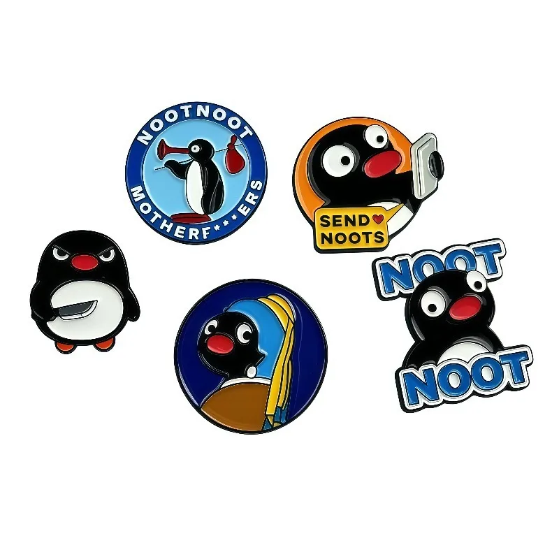 

Pingu Creative Cartoon Penguin Metal Brooch Cute and Quirky Personalized Badge Decoration Accessories Trendy Accessories
