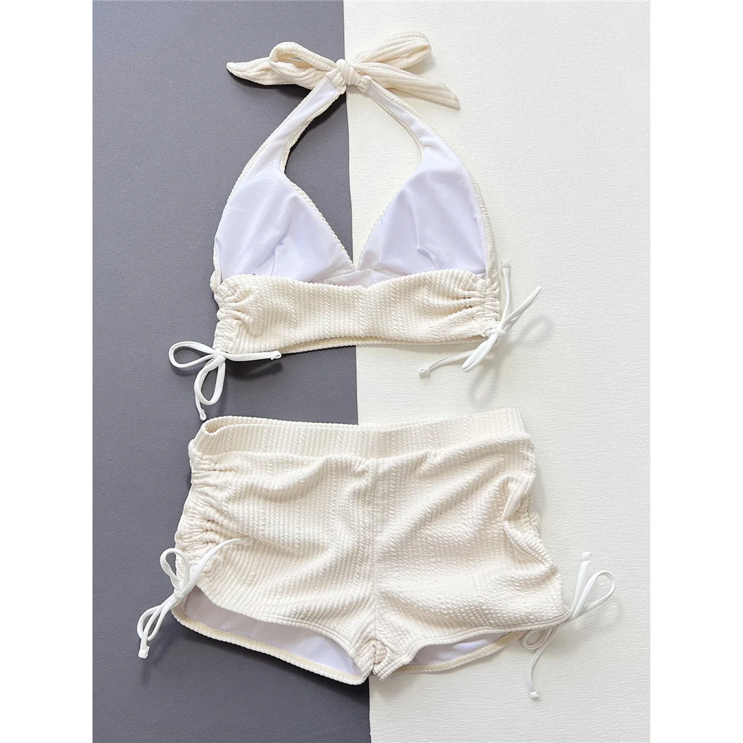 2026 Neckholder-Bikini mit V-Ausschnitt und Shorts, Damen-Badeanzug, High-Waist-Bikini, zweiteiliger Bikini-Set, Badebekleidung, Badeanzug, Schwimmbekleidung V5447 – Detail 10