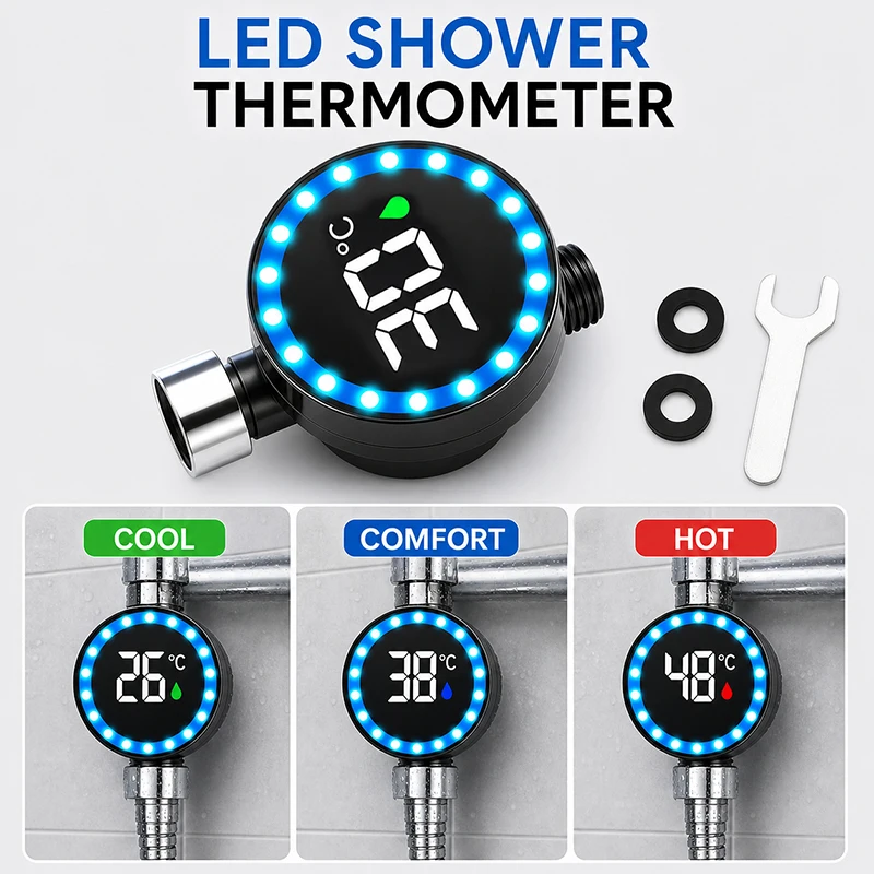 Faucet-Mounted Digital Water Thermometer LED Display Fast Reading Temperature Meter Baby Bath Safety Water Temp Gauge