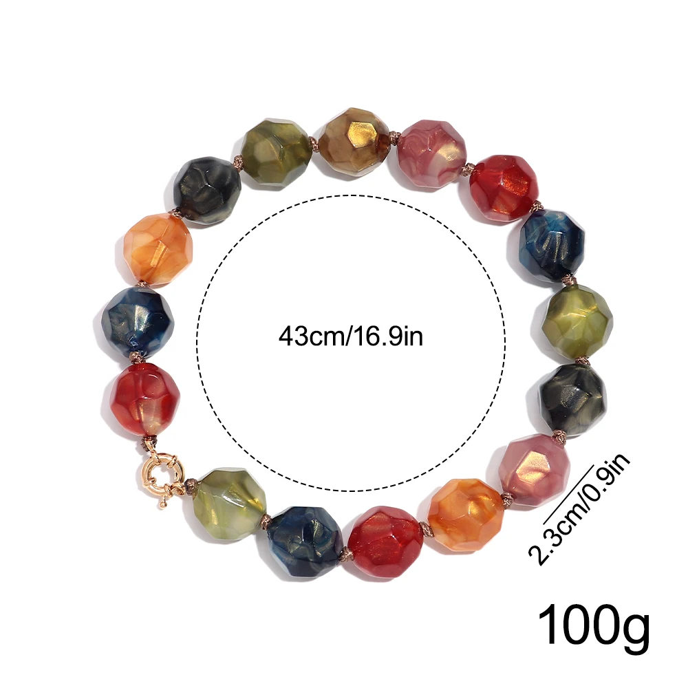 Fashion Iridescent Big Faceted Round Ball Beads Choker Necklace Handmade Knot Geometric Beaded Necklace Unique Jewelry Gifts