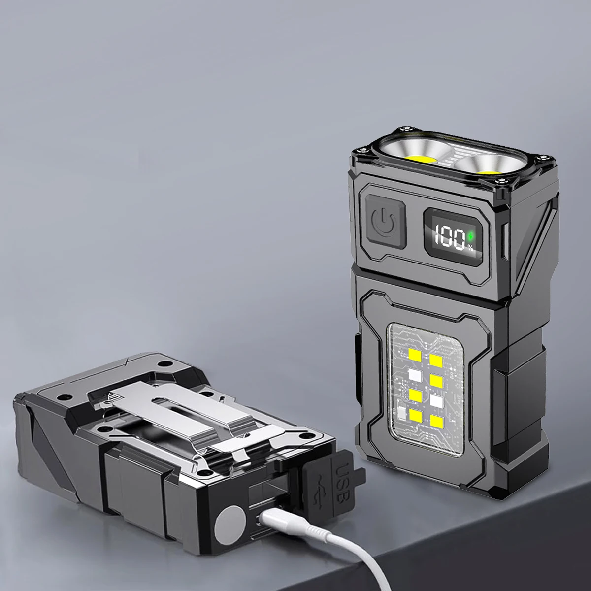 Mini Led Cob Flashlight Usb Rechargeable Dual Lights 180°rotatable Portable Tail Multiple Lighting Modes Multifunctional Camping