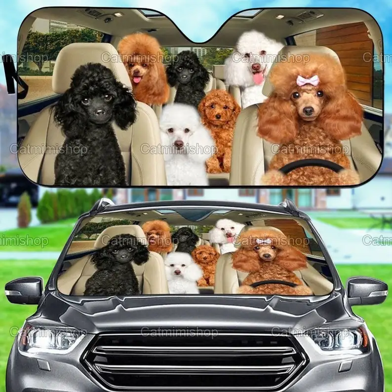 Poodle Car Sun Shade, Poodle Auto Sun Shade, Poodle Decor, Poodle Car Windshield, Car Decoration, Poodle Lover, Mother Gift LNG1