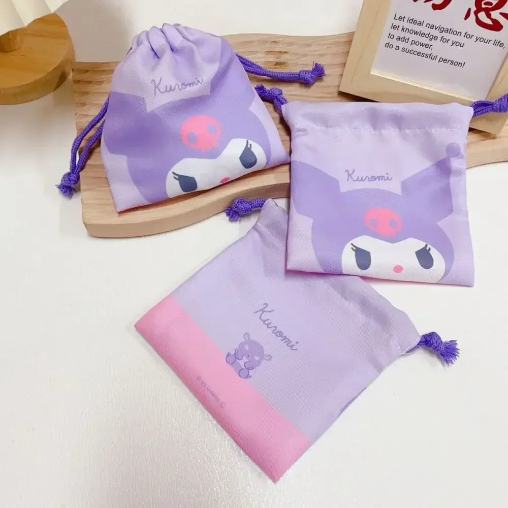 Sanrio Anime Bundle Pocket Kawaii HelloKitty Kuromi Cinnamoroll Storage Bag Cartoon Non Woven Drawstring Bag Children Party Gift