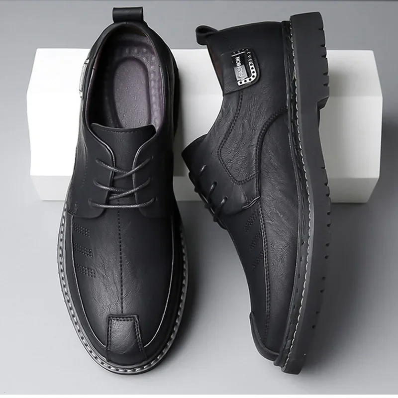 Mocasines de cuero de negocios para hombre, zapatos cómodos informales transpirables, zapatillas de vestir masculinas