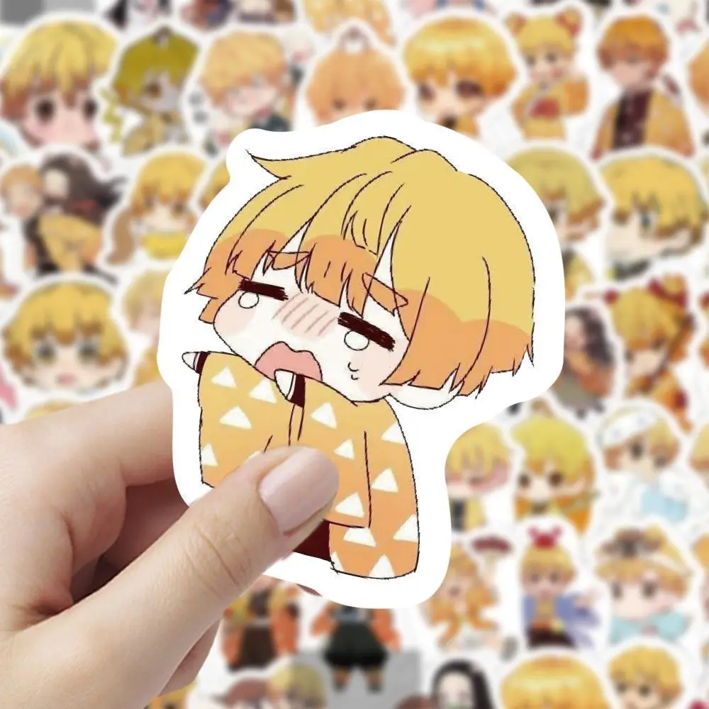 

60 Pieces Agatsuma Zenitsu Q Version DIY Stickers for Demon Slayer Cartoon Anime Peripheral Handbook Decoration Posters 2026