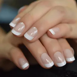 24 pieces of new French-style press-on nails (fashionable fake nail stickers), paired with 1 piece of jelly glue and 1 nail file